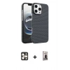 MARSİLYAN™- iPhone 16 Pro Max Kılıf Doruk Serisi - Siyah Bilvis Hayalet Cam Ekran Koruyucu + PVD Metal Kamera Lens - GD