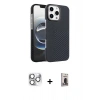 MARSİLYAN™- iPhone 16 Pro Max Kılıf Doruk Serisi - Siyah Bilvis Hayalet Cam Ekran Koruyucu + Pers Alüminyum Kamera Lens - GS