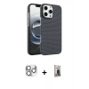 MARSİLYAN™- iPhone 16 Pro Max Kılıf Doruk Serisi - Siyah Bilvis Hayalet Cam Ekran Koruyucu + Pers Alüminyum Kamera Lens - GS