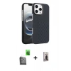 MARSİLYAN™- iPhone 16 Pro Max Kılıf Doruk Serisi - Siyah Bilvis Hayalet Cam Ekran Koruyucu + Raze Metal Kamera Lens - SH