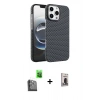 MARSİLYAN™- iPhone 16 Pro Max Kılıf Doruk Serisi - Siyah Bilvis Hayalet Cam Ekran Koruyucu + Raze Metal Kamera Lens - SH