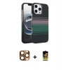 MARSİLYAN™- iPhone 16 Pro Max Kılıf Doruk Serisi - Siyah Buffer Cam Ekran Koruyucu + Çöl Titanyum Pers Alüminyum Kamera Lens