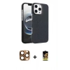 MARSİLYAN™- iPhone 16 Pro Max Kılıf Doruk Serisi - Siyah Buffer Cam Ekran Koruyucu + Çöl Titanyum Pers Alüminyum Kamera Lens