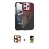 MARSİLYAN™- iPhone 16 Pro Max Kılıf Doruk Serisi - Siyah Buffer Cam Ekran Koruyucu + Çöl Titanyum Pers Alüminyum Kamera Lens