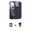 MARSİLYAN™- iPhone 16 Pro Max Kılıf Doruk Serisi - Siyah Buffer Cam Ekran Koruyucu + PVD Metal Kamera Lens - GD