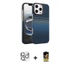 MARSİLYAN™- iPhone 16 Pro Max Kılıf Doruk Serisi - Siyah Buffer Cam Ekran Koruyucu + Pers Alüminyum Kamera Lens - GS