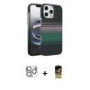 MARSİLYAN™- iPhone 16 Pro Max Kılıf Doruk Serisi - Siyah Buffer Cam Ekran Koruyucu + Pers Alüminyum Kamera Lens - GS