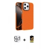 MARSİLYAN™- iPhone 16 Pro Max Kılıf Doruk Serisi - Siyah Buffer Cam Ekran Koruyucu + Pers Alüminyum Kamera Lens - GS