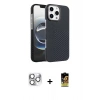 MARSİLYAN™- iPhone 16 Pro Max Kılıf Doruk Serisi - Siyah Buffer Cam Ekran Koruyucu + Pers Alüminyum Kamera Lens - GS