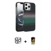 MARSİLYAN™- iPhone 16 Pro Max Kılıf Doruk Serisi - Siyah Buffer Cam Ekran Koruyucu + Pers Alüminyum Kamera Lens - GI