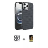 MARSİLYAN™- iPhone 16 Pro Max Kılıf Doruk Serisi - Siyah Buffer Cam Ekran Koruyucu + Pers Alüminyum Kamera Lens - GI