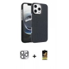 MARSİLYAN™- iPhone 16 Pro Max Kılıf Doruk Serisi - Siyah Buffer Cam Ekran Koruyucu + Pers Alüminyum Kamera Lens - GI
