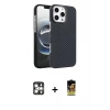 MARSİLYAN™- iPhone 16 Pro Max Kılıf Doruk Serisi - Siyah Buffer Cam Ekran Koruyucu + PVD Metal Kamera Lens - GS