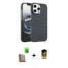 MARSİLYAN™- iPhone 16 Pro Max Kılıf Doruk Serisi - Siyah Buffer Cam Ekran Koruyucu + Raze Metal Kamera Lens - CLTM