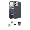 MARSİLYAN™- iPhone 16 Pro Max Kılıf Doruk Serisi - Siyah Buffer Cam Ekran Koruyucu + Raze Metal Kamera Lens - BZ
