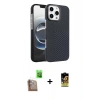 MARSİLYAN™- iPhone 16 Pro Max Kılıf Doruk Serisi - Siyah Buffer Cam Ekran Koruyucu + Raze Metal Kamera Lens - CLTM