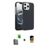 MARSİLYAN™- iPhone 16 Pro Max Kılıf Doruk Serisi - Siyah Buffer Cam Ekran Koruyucu + Raze Metal Kamera Lens - SH