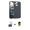 MARSİLYAN™- iPhone 16 Pro Max Kılıf Doruk Serisi - Siyah Buffer Cam Ekran Koruyucu + Bilvis Titan Kamera Lens - SH