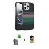MARSİLYAN™- iPhone 16 Pro Max Kılıf Doruk Serisi - Siyah Buffer Cam Ekran Koruyucu + Raze Metal Kamera Lens - SH