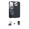 MARSİLYAN™- iPhone 16 Pro Max Kılıf Doruk Serisi - Siyah Buffer Hayalet Cam Ekran Koruyucu + Bilvis Titan Kamera Lens - TMGI