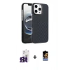 MARSİLYAN™- iPhone 16 Pro Max Kılıf Doruk Serisi - Siyah Buffer Hayalet Cam Ekran Koruyucu + Bilvis Titan Kamera Lens - SH