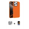 MARSİLYAN™- iPhone 16 Pro Max Kılıf Doruk Serisi - Siyah Buffer Hayalet Cam Ekran Koruyucu + Gri Pers Alüminyum Kamera Lens