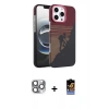 MARSİLYAN™- iPhone 16 Pro Max Kılıf Doruk Serisi - Siyah Buffer Hayalet Cam Ekran Koruyucu + Gri Pers Alüminyum Kamera Lens