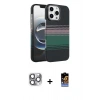 MARSİLYAN™- iPhone 16 Pro Max Kılıf Doruk Serisi - Siyah Buffer Hayalet Cam Ekran Koruyucu + Gri Pers Alüminyum Kamera Lens