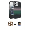 MARSİLYAN™- iPhone 16 Pro Max Kılıf Doruk Serisi - Siyah Buffer Hayalet Cam Ekran Koruyucu + Pers Alüminyum Kamera Lens - CLTM