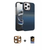 MARSİLYAN™- iPhone 16 Pro Max Kılıf Doruk Serisi - Siyah Buffer Hayalet Cam Ekran Koruyucu + Pers Alüminyum Kamera Lens - CLTM
