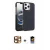 MARSİLYAN™- iPhone 16 Pro Max Kılıf Doruk Serisi - Siyah Buffer Hayalet Cam Ekran Koruyucu + Pers Alüminyum Kamera Lens - CLTM