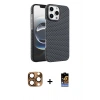 MARSİLYAN™- iPhone 16 Pro Max Kılıf Doruk Serisi - Siyah Buffer Hayalet Cam Ekran Koruyucu + Pers Alüminyum Kamera Lens - CLTM