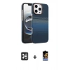 MARSİLYAN™- iPhone 16 Pro Max Kılıf Doruk Serisi - Siyah Buffer Hayalet Cam Ekran Koruyucu + PVD Metal Kamera Lens - SH