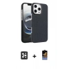 MARSİLYAN™- iPhone 16 Pro Max Kılıf Doruk Serisi - Siyah Buffer Hayalet Cam Ekran Koruyucu + PVD Metal Kamera Lens - SH