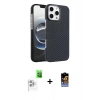 MARSİLYAN™- iPhone 16 Pro Max Kılıf Doruk Serisi - Siyah Buffer Hayalet Cam Ekran Koruyucu + Raze Metal Kamera Lens - BZ