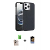 MARSİLYAN™- iPhone 16 Pro Max Kılıf Doruk Serisi - Siyah Buffer Hayalet Cam Ekran Koruyucu + Raze Metal Kamera Lens - NLGY