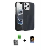 MARSİLYAN™- iPhone 16 Pro Max Kılıf Doruk Serisi - Siyah Buffer Hayalet Cam Ekran Koruyucu + Raze Metal Kamera Lens - SH