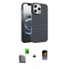 MARSİLYAN™- iPhone 16 Pro Max Kılıf Doruk Serisi - Siyah Buffer Hayalet Cam Ekran Koruyucu + Raze Metal Kamera Lens - SH