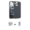 MARSİLYAN™- iPhone 16 Pro Max Kılıf Doruk Serisi - Siyah Joko Magic 5D Cam + Pers Alüminyum Kamera Lens - GS