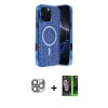 MARSİLYAN™- iPhone 16 Pro Max Kılıf Eksen Çizgi - Şeffaf 360 Full Body Arka Koruyucu + Pers Alüminyum Kamera Lens - GI