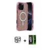 MARSİLYAN™- iPhone 16 Pro Max Kılıf Eksen Çizgi - Şeffaf 360 Full Body Arka Koruyucu + Pers Alüminyum Kamera Lens - GI