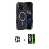 MARSİLYAN™- iPhone 16 Pro Max Kılıf Eksen Çizgi - Şeffaf 360 Full Body Arka Koruyucu + PVD Metal Kamera Lens - GS