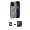 MARSİLYAN™- iPhone 16 Pro Max Kılıf Eksen Çizgi - Şeffaf 360 Full Body Arka Koruyucu + PVD Metal Kamera Lens - GS