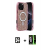 MARSİLYAN™- iPhone 16 Pro Max Kılıf Eksen Çizgi - Şeffaf 360 Full Body Arka Koruyucu + PVD Metal Kamera Lens - GS