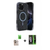 MARSİLYAN™- iPhone 16 Pro Max Kılıf Eksen Çizgi - Şeffaf 360 Full Body Arka Koruyucu + Raze Metal Kamera Lens - NLGY