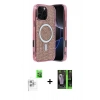 MARSİLYAN™- iPhone 16 Pro Max Kılıf Eksen Çizgi - Şeffaf 360 Full Body Arka Koruyucu + Raze Metal Kamera Lens - BZ