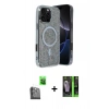 MARSİLYAN™- iPhone 16 Pro Max Kılıf Eksen Çizgi - Şeffaf 360 Full Body Arka Koruyucu + Siyah Raze Metal Kamera Lens