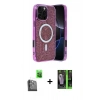 MARSİLYAN™- iPhone 16 Pro Max Kılıf Eksen Çizgi - Şeffaf 360 Full Body Arka Koruyucu + Siyah Raze Metal Kamera Lens