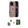 MARSİLYAN™- iPhone 16 Pro Max Kılıf Eksen Çizgi - Şeffaf 360 Full Body Arka Koruyucu + Siyah Raze Metal Kamera Lens