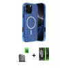 MARSİLYAN™- iPhone 16 Pro Max Kılıf Eksen Çizgi - Şeffaf 360 Full Body Arka Koruyucu + Siyah Raze Metal Kamera Lens
